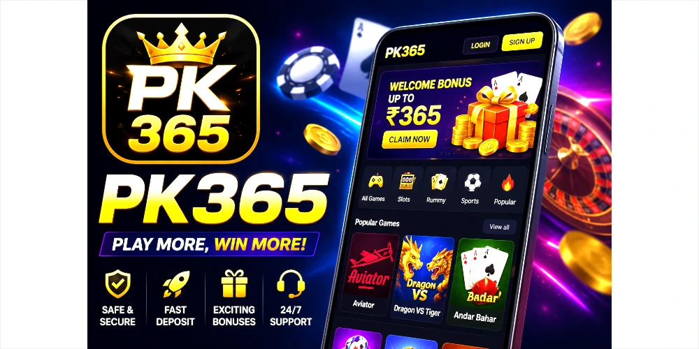 PK365 game app interface and icon with casino gaming features.