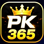 “PK365 game icon with luxury gold logo, crown design, and premium black background for gaming platform branding”