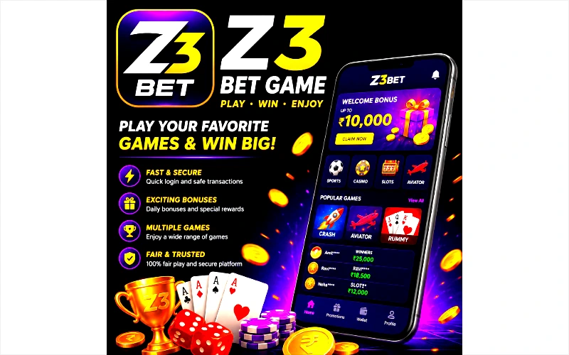 Z3 BET GAME APP HOME SCRREN IMAGE THE IMAGE SHOW THE GAME IMFORMAION AND MAIN HOME