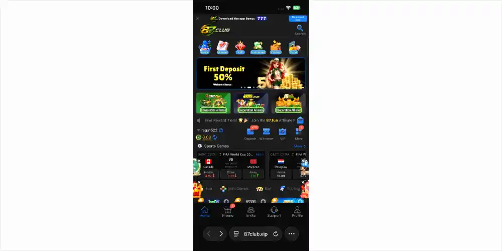 688WIN Game home screen interface        | Screenshot of the 688WIN Game home screen displaying the main dashboard and available gaming features