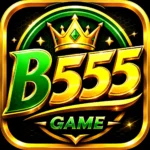 B555 Game APK icon with modern green yellow golden and black design