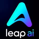Leap AI app icon featuring a modern gradient AI logo on a dark background