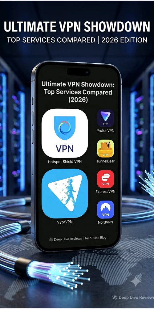 Smartphone screen featuring the top 10 best free VPNs in 2026 apps against a modern server background.