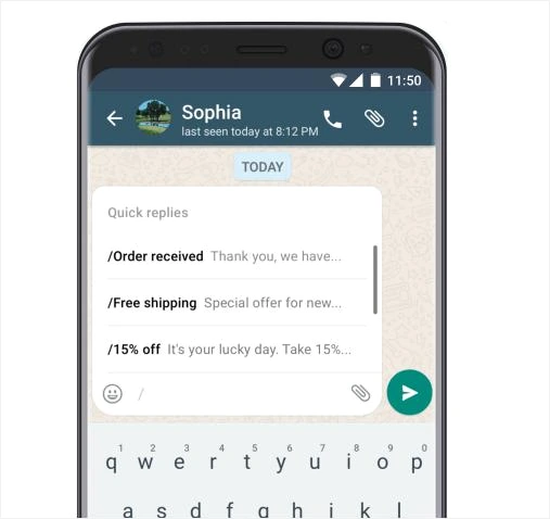 WhatsApp Fast Sent Words quick messaging feature