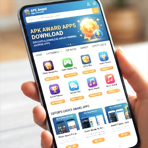 APK Award Apps Download homescreen displayed on an Android smartphone