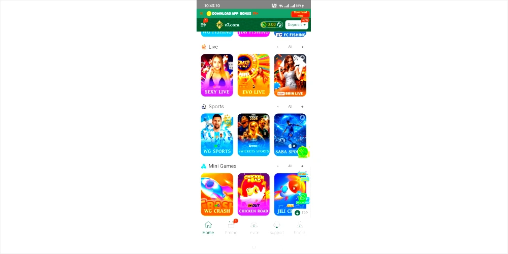 Z7 betting app Download and Z7 Game online gaming feature